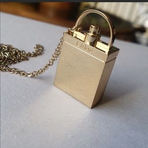 Vintage CHLOE Gold-tone Perfume Bottle Necklace